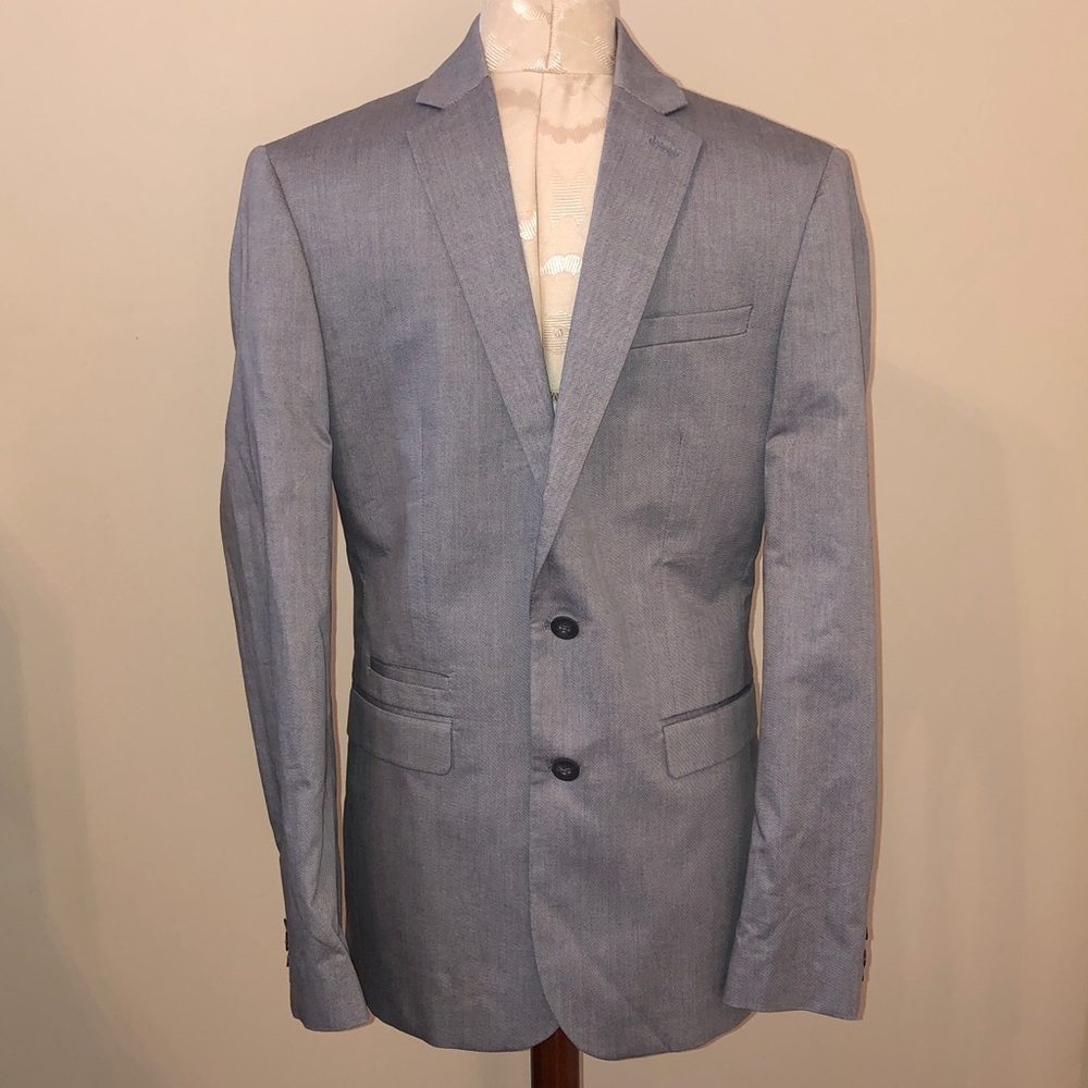 Express Photographer Fitted Gray Blazer 36 R